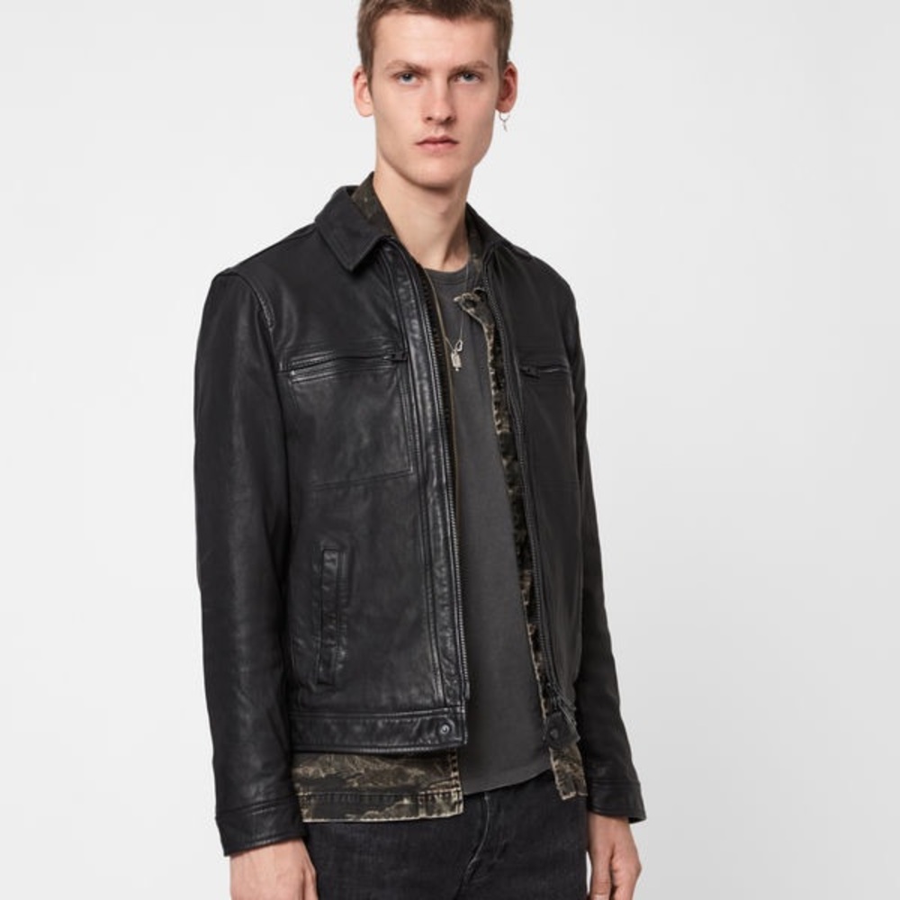 “All Saints”Lark premium men’s leather jacket.